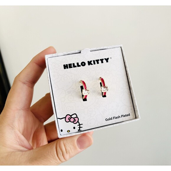 Sanrio Hello Kitty Fine Silver Plated Earrings Gift Box Official Licensed NIB - Picture 3 of 6